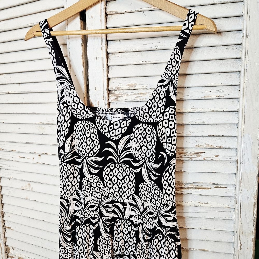 Reitmans Pineapple Print Open Back Midi Dress Medium - Picture 3 of 16